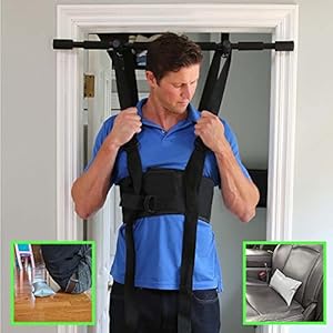 Ultimate Back Stretching Package – Sit and Decompress Back Stretcher with Inflatable Lumbar Pillow (Large Harness with…