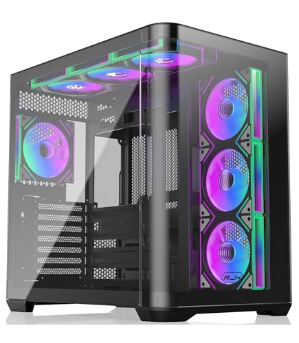 RAIJINTEK ATREUS BT7 Black Mid-Tower E-ATX PC Case, Curved Glass Front & Side Panels, 7 x 120mm Infinity Mirror ARGB PWM Fans, High-Airflow, Vertical & Horizontal GPU Support (0R20B00258)