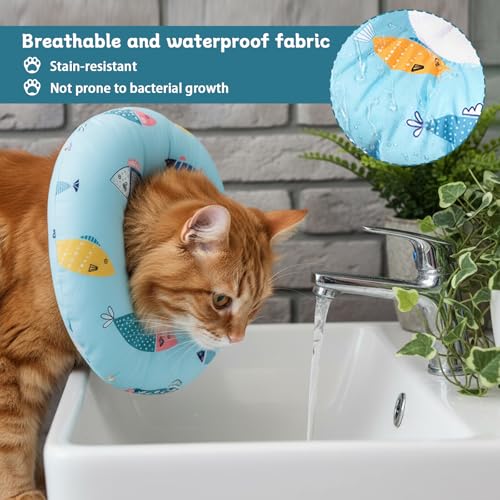 Wasserdicht Halskrause Katze Schmutzabweisend Katzenkragen Schutzkragen, Einstellbarer Halsband Soft, Weich Kragen Cone Nach Operation und Verletzungen für Welpen Hunde Wiederherstellung (Blau, S)