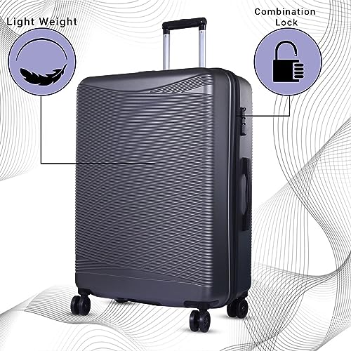 Image of Verage V-Lite Firestone Combo Set of 3 (Cabin + Medium + Large Check-in) Bold Black Hardsided Trolley Bags for Travel, Suitcases with Spinner Wheels, Anti-Theft Luggage (20 /24 /28 Inche)