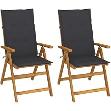 vidaXL Reclining Folding Chairs 2 pcs with Cushions Solid Acacia Wood