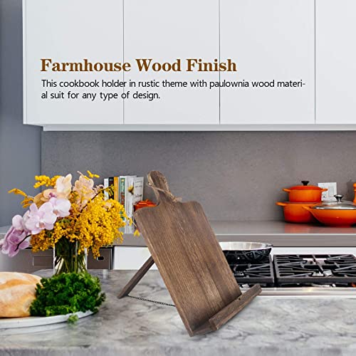 Cuffup Cookbook Stand Cookbook Holder , Rustic Recipe Book Holder Vintage Wood Cookbook Stand For Kitchen Counter Ipad Tablet Stand Portable And Foldable(Dark Brown) #TOP2