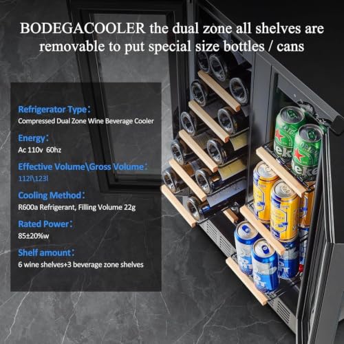 Image of BODEGA 24 Inch Wine and Beverage Refrigerator, Dual Zone Beveage Fridge