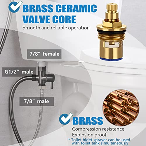 Sontiy Handheld Bidet Toilet Sprayer, Brass Cloth Diaper Toilet Sprayer Kit, Bathroom Toilet Bidet Attachment Set For Bathing Pets Feminine Hygiene, Stylish Black Stainless, 5 Year Warranty #TOP4