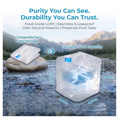 BEWBBAT 2 Pack Contenedor de Agua Plegable con Grifo 15 litros, Botella de Agua Plegable para Camping, Senderismo, Pesca y Emergencias miniatura 2