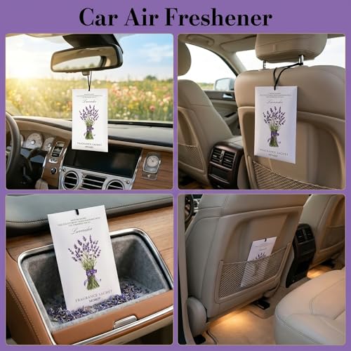 Image of MYARO 12 Pack Lavender Scented Sachets | Odor Eliminator & Air Freshener for Drawer, Closet, Car, Shoes, Gym Bag, Suitcase | Home Fragrance Gift Set