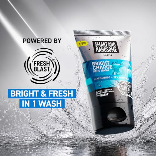 Image of Smart And Handsome Men Bright Charge Face Wash | Brightens Dull Skin | Instant Freshness | 150G | Anti-Pollution | Anti-Dullness | With Niacinamide | Reduces Dark Spots | For All Skin Types