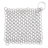 Ulalaza Detergente per ghisa 8 x 8 Pollici in Acciaio Inossidabile 316 Scrubber per padelle Griglie Padelle o Wok