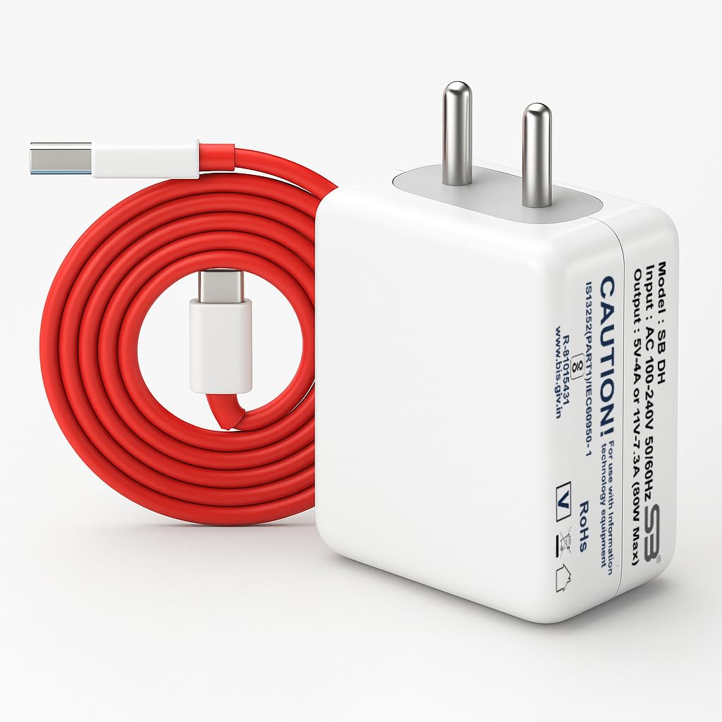 SB 80W SuperVOOC Fast Charger with USB to Type C Cable | 7.3A Mobile Charger Adapter | Supports VOOC, Warp, Dash, Dart & Super Fast Charging | Compatible for OnePlus, Realme, Oppo Smartphonesr-picture-19