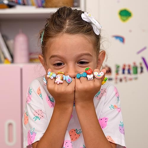 Nutty Toys Little Girl Jewel Rings, 24 Adjustable Kids\' Dress Up Pretend Play Jewelry Set, Best Birthday & Top Easter Basket Stuffer Gift Idea, Unique Egg Fillers for Girls Age 4 5 6 7 8 9 10 Year Old