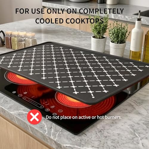 Image of Stove Top Covers for Electric Stove, Glass Stovetop Cover 30x21inch | Silicone Flat Dish Drying Mats for Kitchen Counter, Cooktop Oven Guard Mat for Kitchen RV