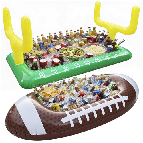Image of Inflatable Football Stadium Cooler Set, 2-Piece Football Ice Buffet Serving Bar for Food & Drinks, Tailgate Party Supplies for Game Day, BBQ, Sports Events