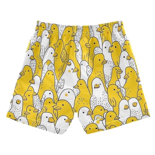 Boys Quick Dry Swim Trunks with Pockets Cartoon Duck Funny Bird Beach Shorts for Kids, Toddler Swimsuit Boy2