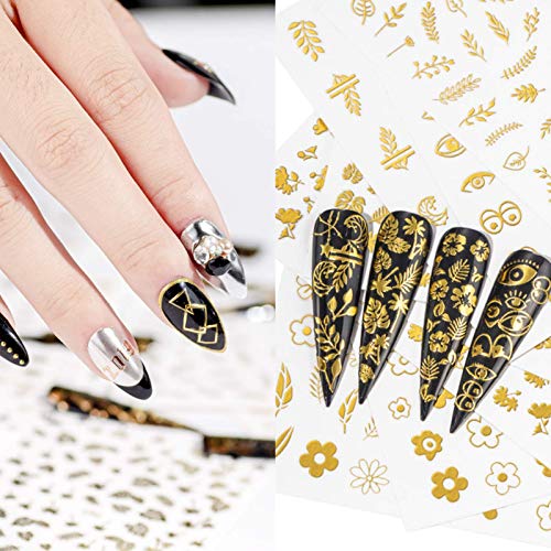 Panegy 5 Blatt Nail Sticker Gold Nagelsticker Selbstklebend Nagelaufkleber Gold 3D Nail Art Aufkleber Nagel Sticker…