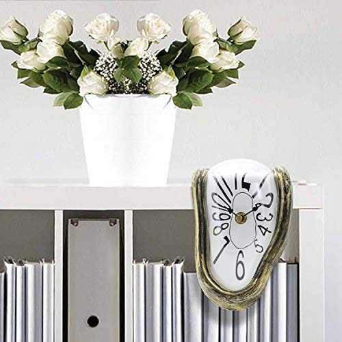 ufengke Vintage Melting Clock Silent Quartz Clocks with Arabic Numerals for Shelf Desk in Living Room Badroom Office 756\"