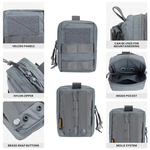 EXCELLENT ELITE SPANKER Tactical Molle Waist Bag Phone Pouch Bag Nylon Utility Pouch for Outdoor Sports(Grey) - Image 3