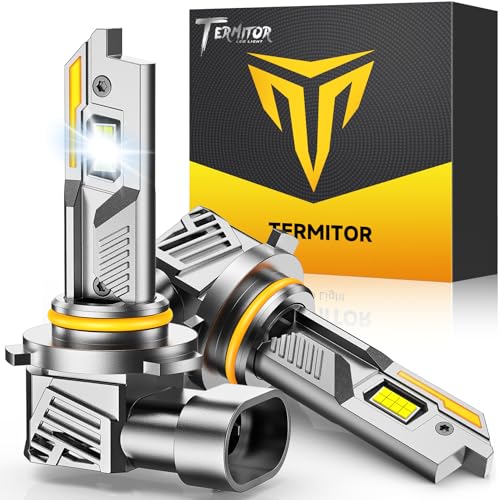 Termitor Upgraded 9012/HIR2 Light Bulbs, 10X 60000LM Super Brightness, 6500K Cool White, 360° Adjustable Quick Install, Real 1:1 Mini Size, 9012 Off-Road Use Fog Light Bulbs, Plug N Play, Pack of 2