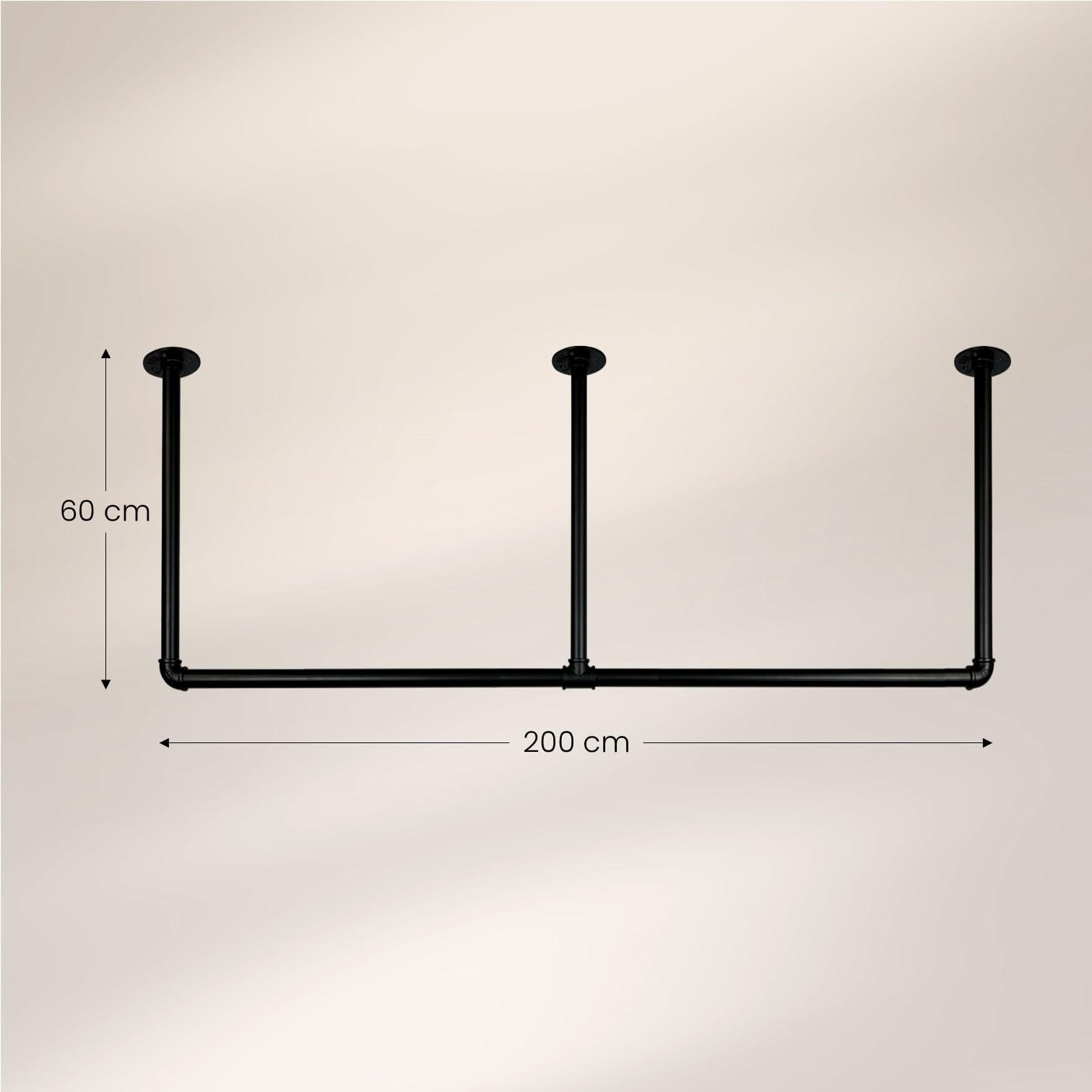 GEON - Kledingstang Voor Aan De Muur - Hoogwaardige Stalen Kledingroede Kledingrek Hangrek Garderobe Stang 108 X 23 6 Cm Zwart