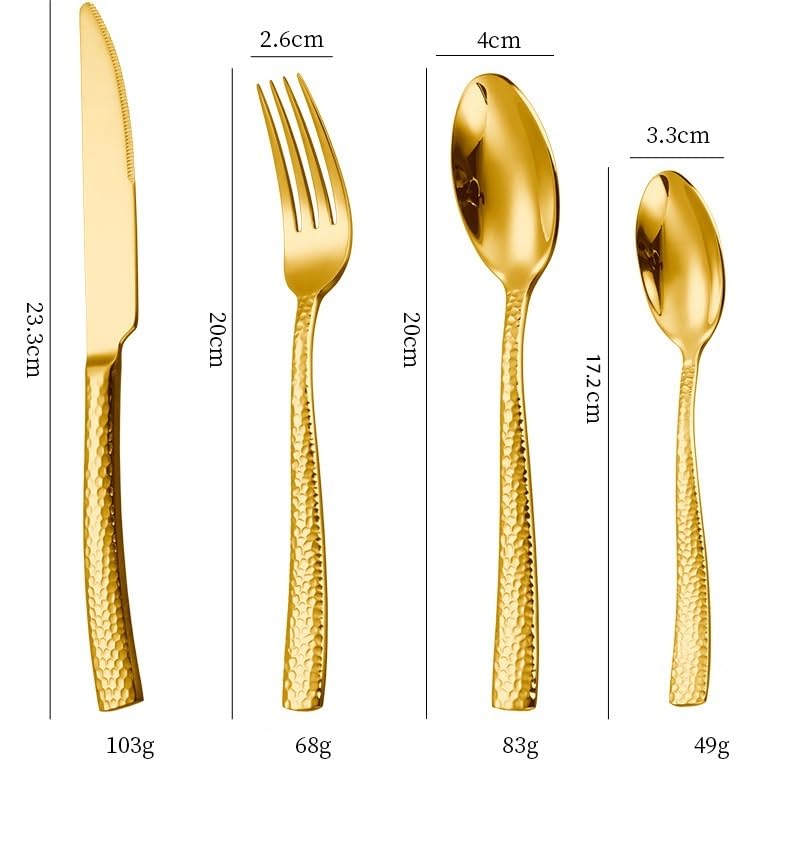 Ce Service de Couverts, composé de 4, 16, 24, 32, 40 ou 48 pièces en Acier Inoxydable 304, Comprend des Couteaux à Steak, des fourchettes, des cuillères et des cuillères à Dessert avec Manch