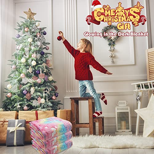 Ranedo Kuscheldecke Kinder 150cmx190 cm, Leuchtet im Dunkeln Einhorn Flanell Fleece Decke, Urlaub Geburtstagsgeschenke für Mädchen, Rosa