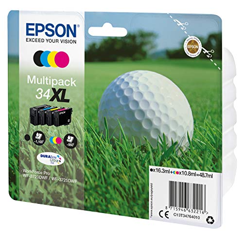 Encre 34XL multipack cartouche jet d'encre noir et couleur compatible imprimante de bureau