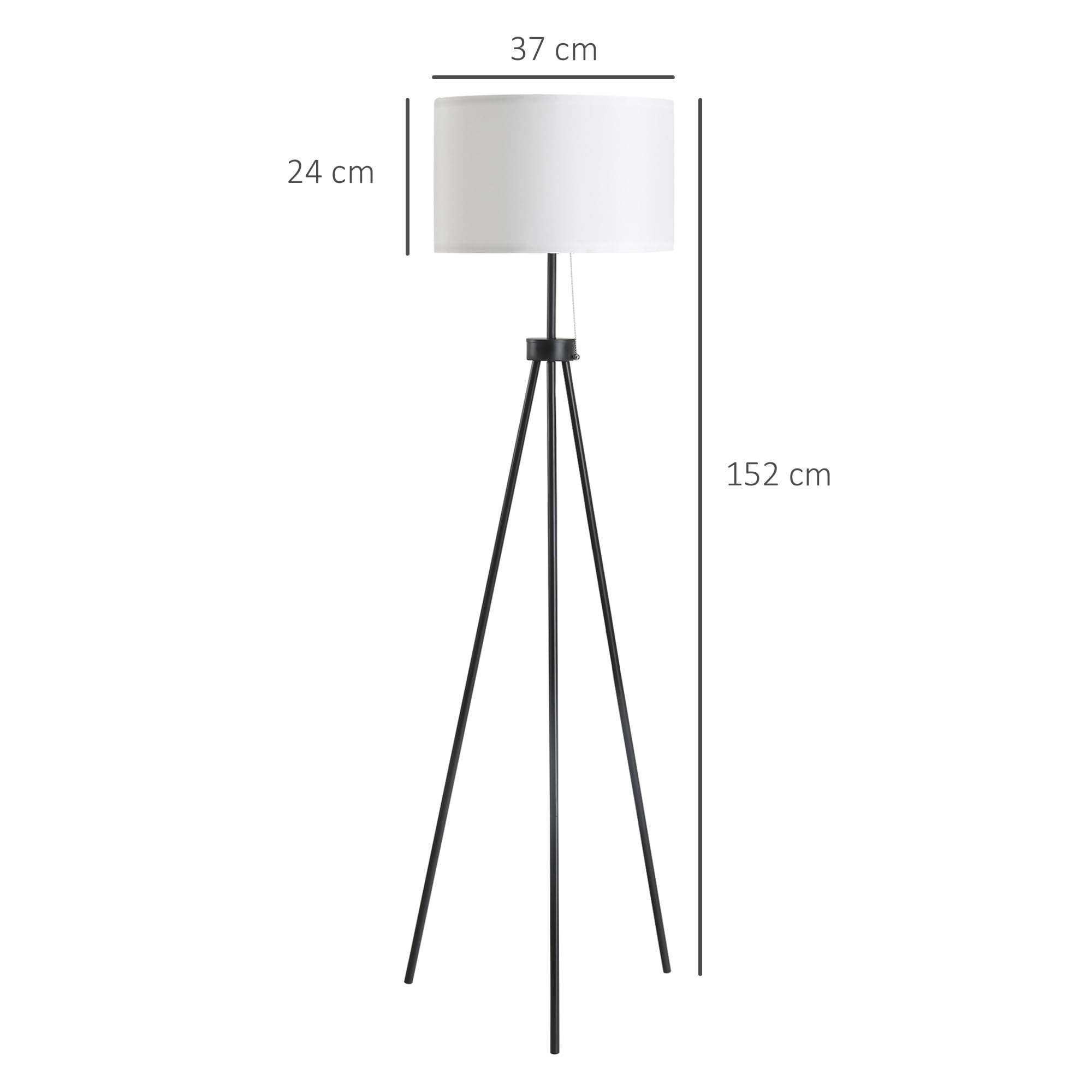 HOMCOM Lámpara de Pie Moderna Lámpara de Pie Salón con Pantalla Redonda Trípode y Casquillo E27 Lámpara para Dormitorio Sala de Estar Blanco y Negro