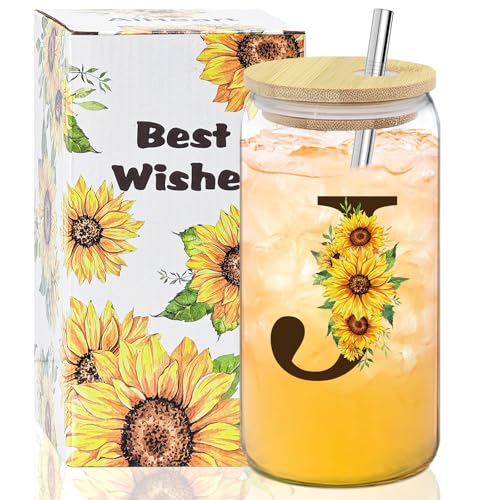 Mother's Day Gifts,Birthday Gift for Women,Initial Canvas Tote Bag,Personalized Gifts for Women,16oz Glass Cup With Straw,Jewelry Storage Box,Monogrammed Gift for Woman Mom Sister Bestie-T