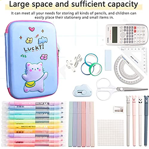 Image of FunBlast Pencil Pouch For Kids - Multi-Purpose Zipper Pencil Case, Pencil Box For Boys, Pen & Pencil Pouch Bag, Stationary Organizer For Kids, 3D Hardtop Eva Canvas Pencil Case (Cat, Multicolor)
