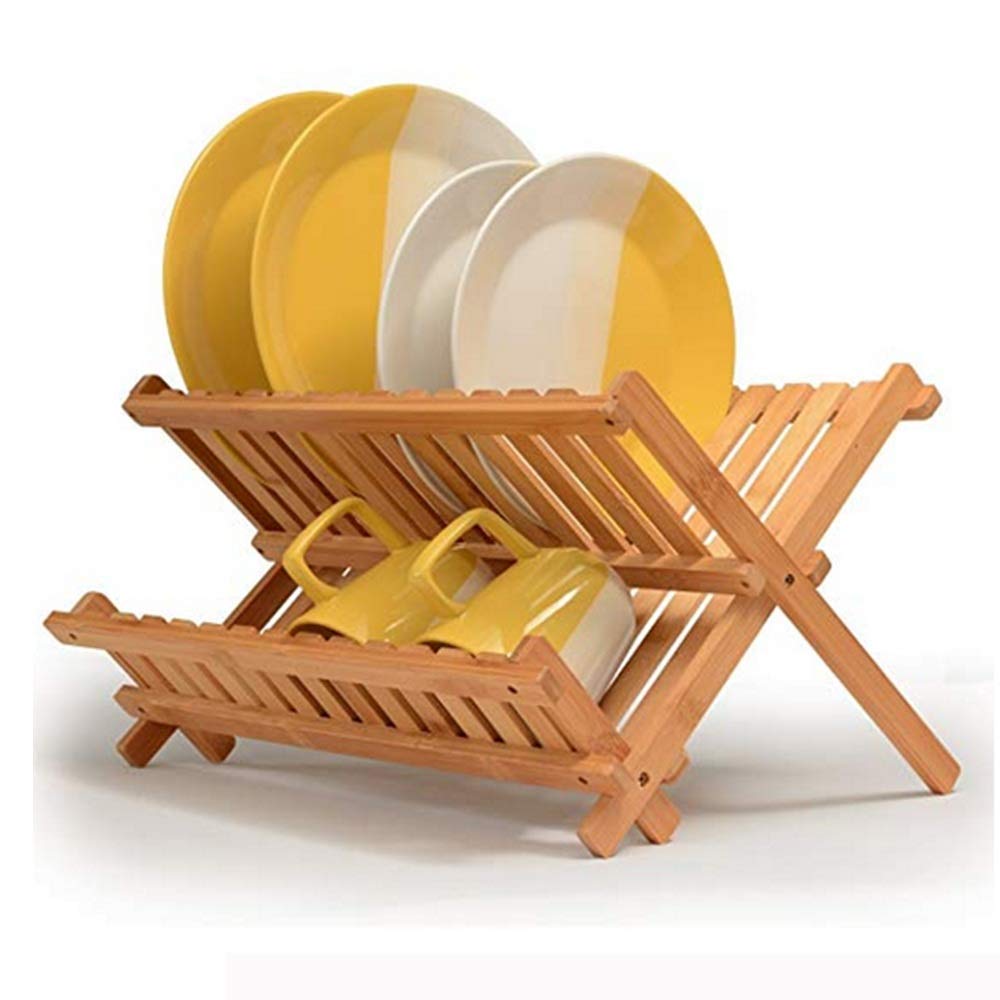 Scaffale da Cucina per Ripiano, Scolapiatti Scolapiatti Scolapiatti Pieghevole, Scolapiatti Pieghevole Scolapiatti Realizzato in Bambù Naturale Al 100%