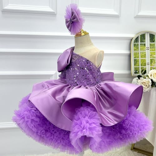 KLFFLGID Baby Girl Pageant Dress Sequins Flower Girl Dress up Toddler Pageant Puffy First Communion Dress 9M-6Y3