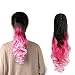Neverland Beauty 22" Claw on Triple Ombre Three Tone Synthetic Curly Wavy Ponytail Hair Extensions Brown Black to Rose Red to Pink