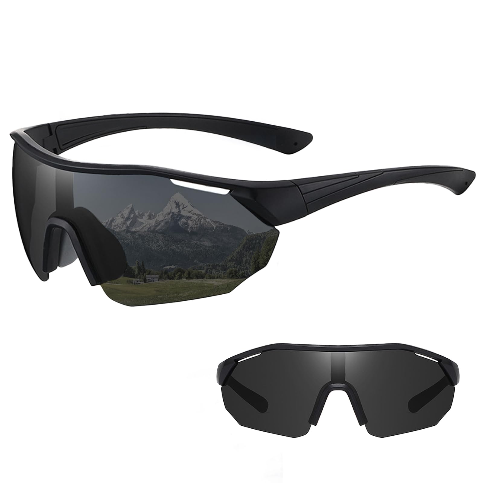 Occhiali da sole sportivi, occhiali da ciclismo polarizzati per uomo e donna, occhiali da ciclismo con protezione UV400 per MTB, bici da strada, sci, rave, ciclismo, golf, baseball, corsa
