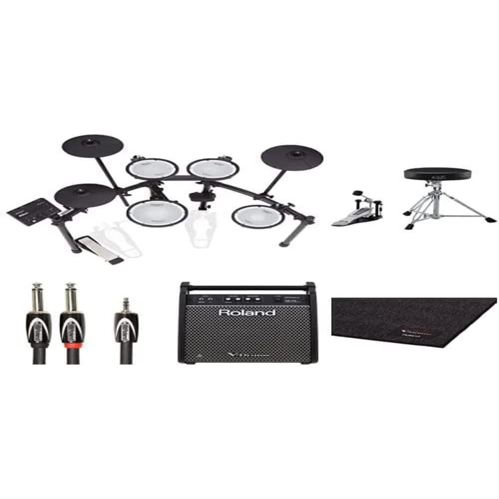 Bundle Batterie électronique TD-07DMK Roland + accessoires V-Drums essentiels, tapis de batterie, enceinte personnelle et câble d'interconnexion RCC-5-3528