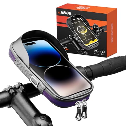 HENMI Handyhalter, Wasserdicht, IPX5, Fahrradrahmen Tasche aus thermoplastischem Polyurethan (TPU), Touchscreen, Handytasche bis 7 Zoll, für MTB Bikes, Fahrrad