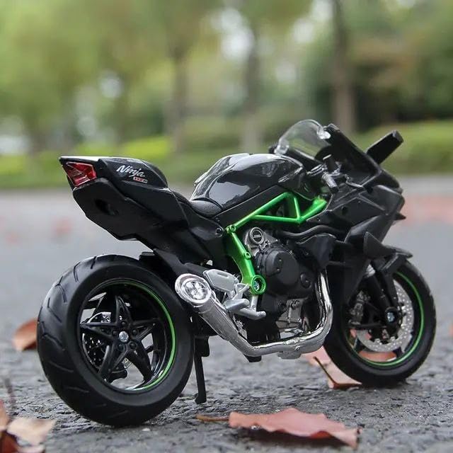 Image of Big 1:9 Kavasaki Ninja H2R DieCast Bike Model, Suspension and Hand Free Roller, Toy Motorcycle Collection with Music Lighting Toy for Kids [1:9 Big Kavasaki]