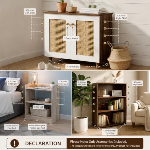 Image of WonderStand SOMNIA Accessory only for 3 Tier Bedside Table, Brown Wood Storage Shelf, (Dark Brown)