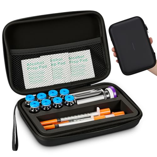 Qunclay Peptide Case for Fridge Bac Water Glp1 3 ml Vial Storage Insulin Vial Holder Room for Syringes and Skin Prep Wipes Portable Peptide Travel Case Only Box(Classic 8x3 ml + 1x30m L)