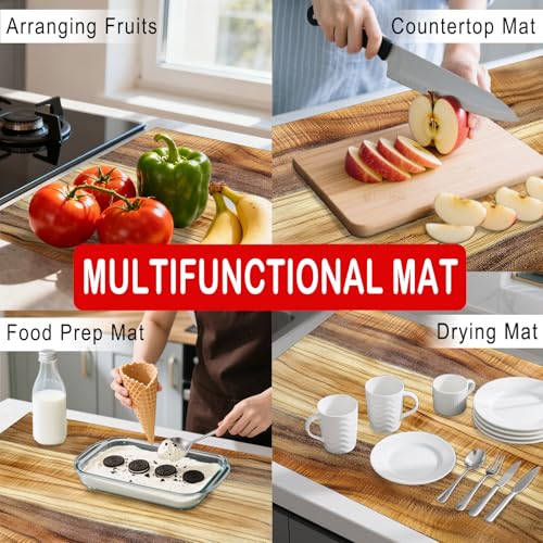 Image of Nuxovilar Stove Top Cover for Electric Stove, 20x28 Inch Polyester Glass Cooktop Protector with Wood Grain Texture Design, for Kitchen Decor & Daily Use