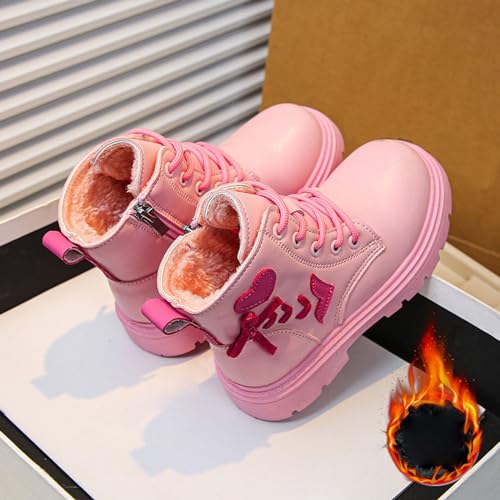 Toddler Boys Girls Boots Low Wedge Heel Booties with Side Zipper Warm Snow Bow Boots Stacked Block Heel Booties2