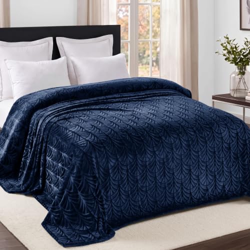 Couverture flanelle polaire Whale Flotilla format twin bleu marine