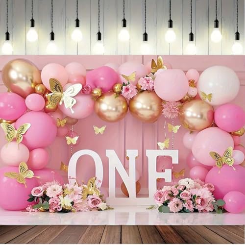 Backdrop para primera fiesta de niña 7x5ft rojo miniatura 2