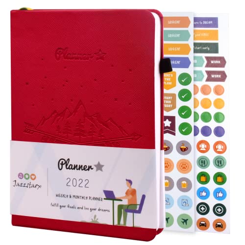 Image of PLANNER STAR 2022 Dated (Jan 2022 - Jan 2023) Monthly & Weekly Life Planner| A5 Size | Organizer, Journal | Plan for Time Management, Productivity & Positivity (Red)