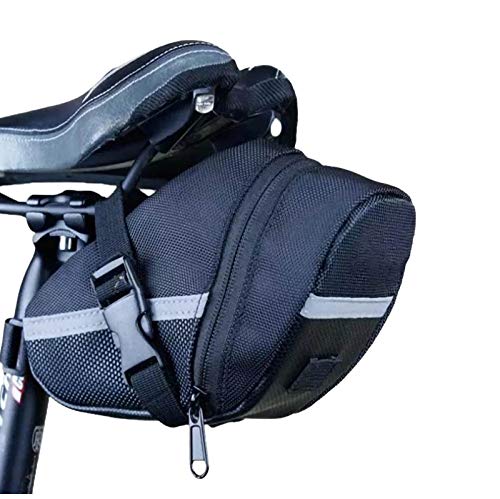 Bolsa de Sillín de Bicicleta,Impermeable Bolsa del Asiento de la Bicicleta de la Montaña,Bolsa de Almacenamiento Trasera del Tipo de Correa,Accesorios del Equipo del Ciclismo Deportivo al Aire,Negro