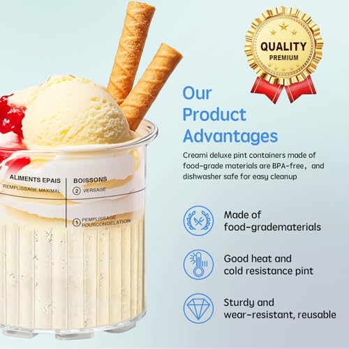 image for GuanQiao 4 Pack Creami Deluxe Pints & Lids for Ninja, 24 Oz Compatible