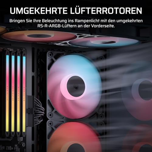 CORSAIR RS120-R ARGB 120-mm-PWM Reverse-Lüfter – Reverse-Rotor, +5-V-ARGB-Anschlüsse, 8 RGB-LEDs, Hoher Statischer Druck, Daisy-Chain… – Ansicht 3