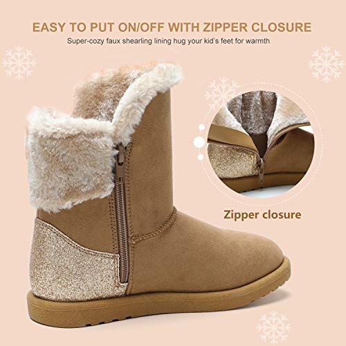 Tombik TB200608COGNAC300 Girls Winter Boots Kids Cute Outdoor Snow Boots Cognac 3 Us Little Kid thumb #4