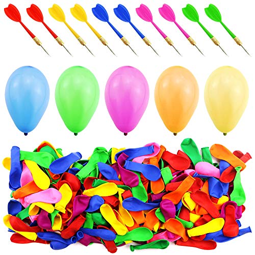 WFPLUS 500 Pcs Assorted Color Latex Dart Balloons Water Balloon with 10 Pcs