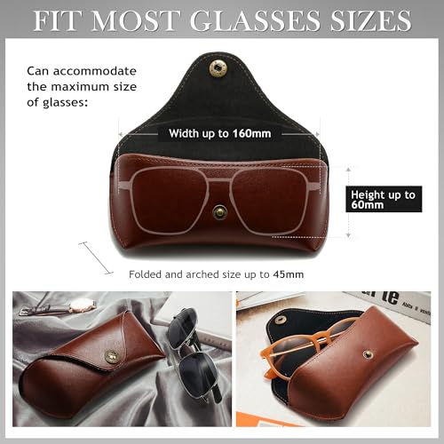 Image of SUNGAIT Sunglasses Case for Men Women: Portable Leather Eyeglasses Case Hard Shell - Slim Case for Multiple Sunglasses