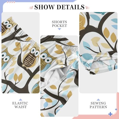 Owl and Trees Boys Long Pants Soft Trousers Elastic Waist Kids Lounge Bottoms with Pockets S-XL4