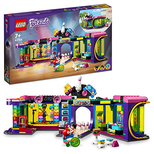 LEGO 41708 Friends La Salle d’Arcade Roller Disco: Jeu Amusant à Heartlake City, Expérience de Bowling, Mini-Poupées, Stimule Imagination, Jouet pour Garçons et Filles Dès 7 Ans, Idée de Cadeau